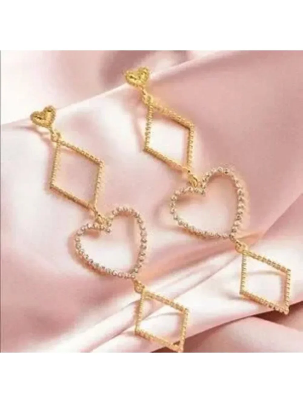 Gold Crystal Geometric Drop Earrings